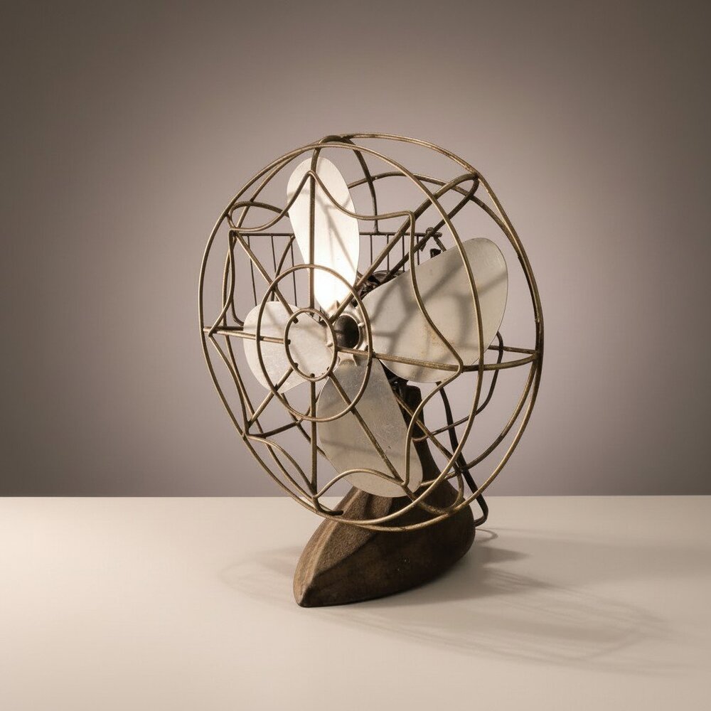 Vintage Eskimo Bersted Metal Desk Fan Cast Iron Base Works 10” Industrial